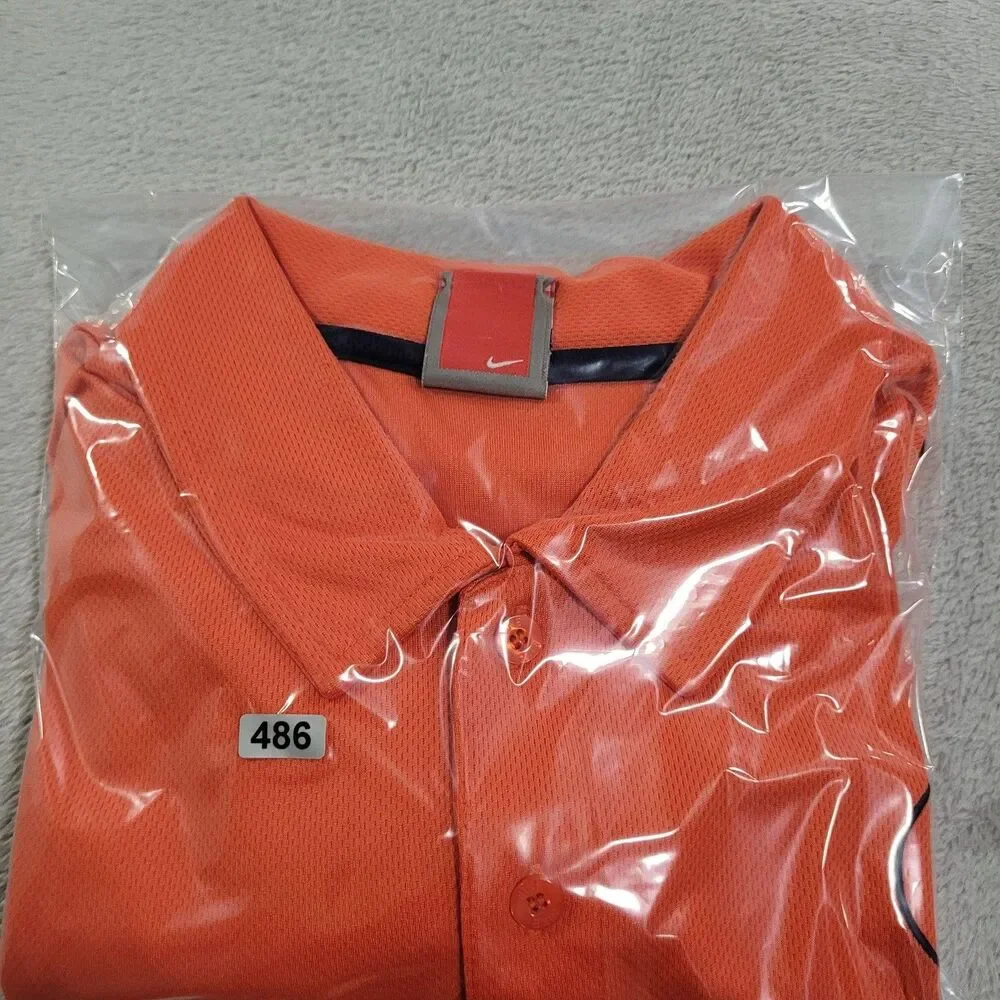 Illinois Fighting Illini Shirt Mens XL Orange NCAA Basketball Nike Fit Dry Polo